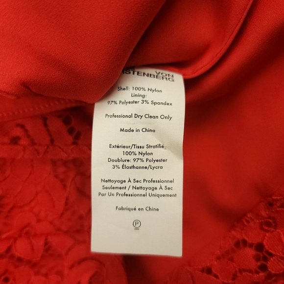 Diane Von Furstenberg Womens 10 Dress Red Lace Sheath Sleeveless Zip Back $448‎ - Picture 9 of 10